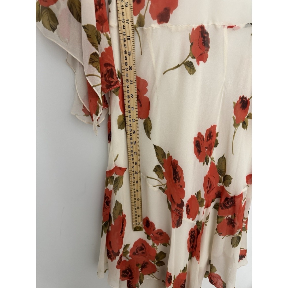 STUNNING Vtg Y2K Sue Wong Ivory Floral Silk Fairy Medi Dress 12 P - Picture 6 of 7